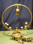 Vintage French Ormolu Boudoir Gold Lamp Porcelain Roses   — photo 8