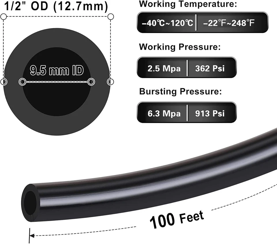 Durable 1/2" OD Nylon Air Line for Automotive Brake Systems - 100ft Length - Image 4 of 4