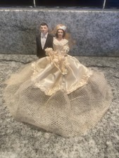 Cake topper matrimonio sposi in gesso pizzo vintage