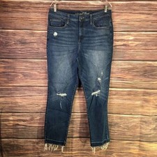 Universal Thread High Rise Straight Leg Raw Hem Distressed Crop Ankle Jeans 14