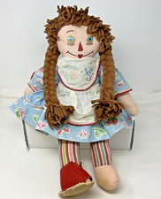 Raggedy Ann Doll With Button Eyes 10" Sitting Height Vintage