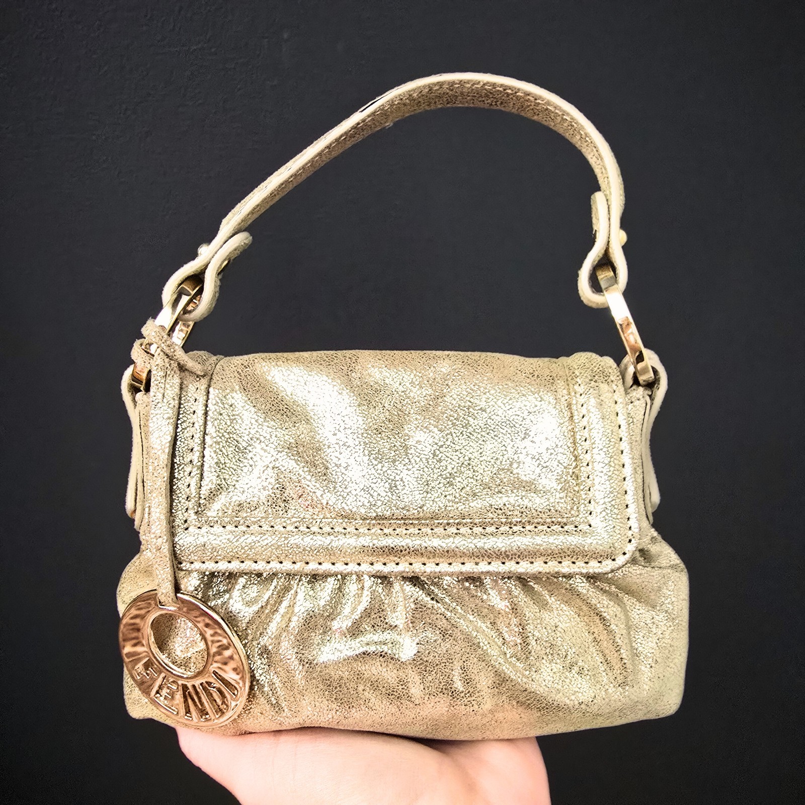 Fendi Mini Chef Bag Metallic Champagne Gold Vintage thumbnail 2