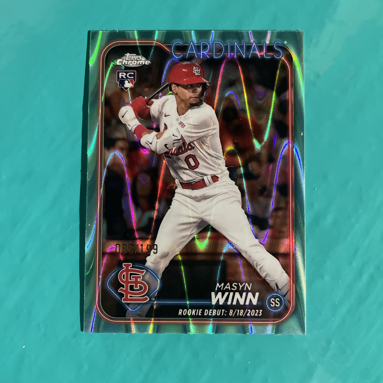 2024 Topps Chrome Update Aqua RayWave Refractor Masyn Winn RC /199 #USC23