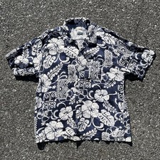 Vintage Mens Large Quicksilver Hawaiian Short Sleeve Short Palm Floral L Surf