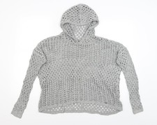 Womens UK S Relaxed Hollister Grey Pullover Hoodie