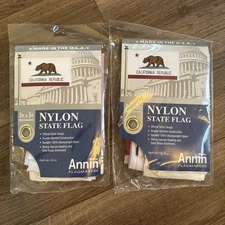 NEW 2 Annin Flagmakers CALIFORNIA REPUBLIC State Flag 5'x 3' 100% Nylon USA Made