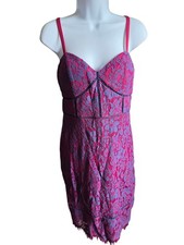 NWT GUESS Navy Blue Floral Lace Sweetheart Bodice Dress Size 4