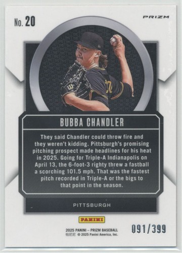 Bubba Chandler 2025 Panini Prizm Talisman Orange Pulsar Prizm /399 #20 - Picture 2 of 2