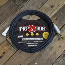 Pig Hog Hex Series Silent Cable 10 ft Grey, Right Angle