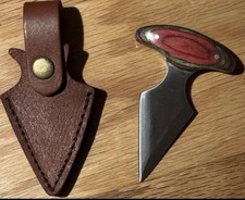 PAKISTAN Boot/Neck Dagger Fixed Blade, Stainless Spear Point, Wood, Sheath