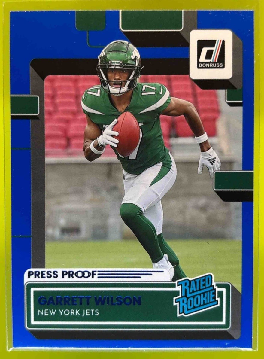 2022 Donruss Garrett Wilson Blue Press Proof #306 RC Rated Rookie New York Jets