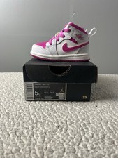 Jordan 1 Mid Sneakers Girls Toddler Size 5C Iris Whisper Pink White FD8782-500