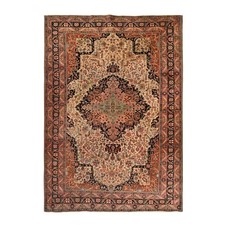 8'5"x11'4" Ivory Antique Zoroastrian Saroogh Pure Wool Hand Knotted Rug R78476