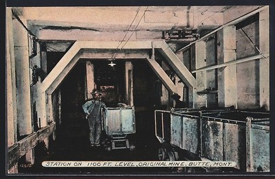Butte, MT, Original Mine, Station on 1100 Ft. Level, Ansichtskarte 