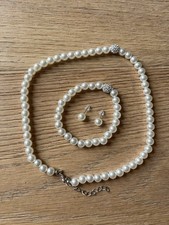 Schmuckset Perlen Perlenohrringe Perlenkette Armband Muttertag