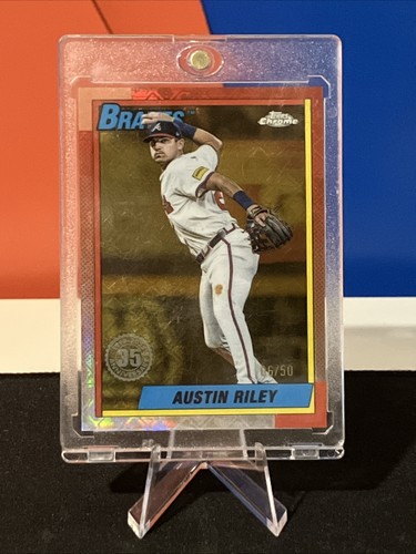 Austin Riley [Orange Refractor] #90CB-1 2025 Topps Chrome 1990 card