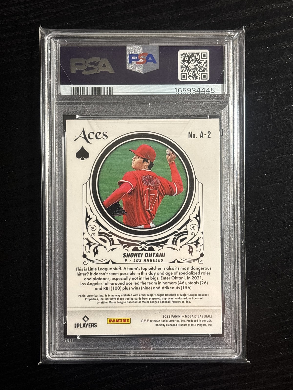 2022 Panini Mosaic SHOHEI OHTANI #A-2 Aces Green Mosaic Prizm PSA 9 - Angels view 2