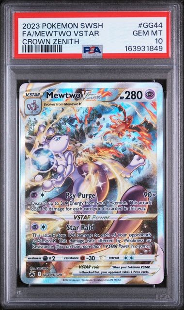 Pokemon Mewtwo VSTAR Crown Zenith Galarian Gallery Full Art #GG44 PSA 10