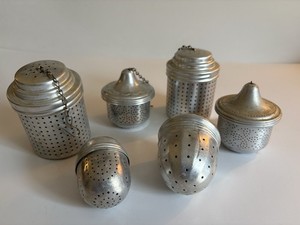 Vintage Lot of 6 Aluminum Loose Tea Leaf Steepers Strainers Various Styles/Sizes