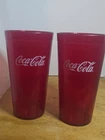 Lot Of 2 Coca Cola Red Restaurant Tumblers Vintage 7” 24oz Plastic Drinking Cups