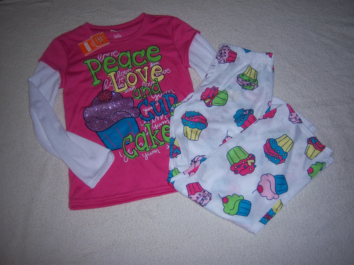 Super Cute Girls Justice Brand 2 Piece Cupcake Pajama Set PJ set Sleepwear  New