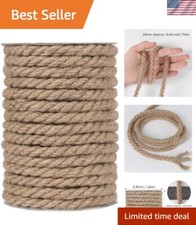 50ft 10mm Heavy Duty Jute Rope - Eco-Friendly Decorative Twine for DIY Projects