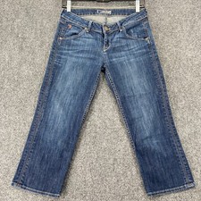 Hudson Jeans Womens 26 Blue Denim Straight Leg Stretch Flap Pockets Made in USA