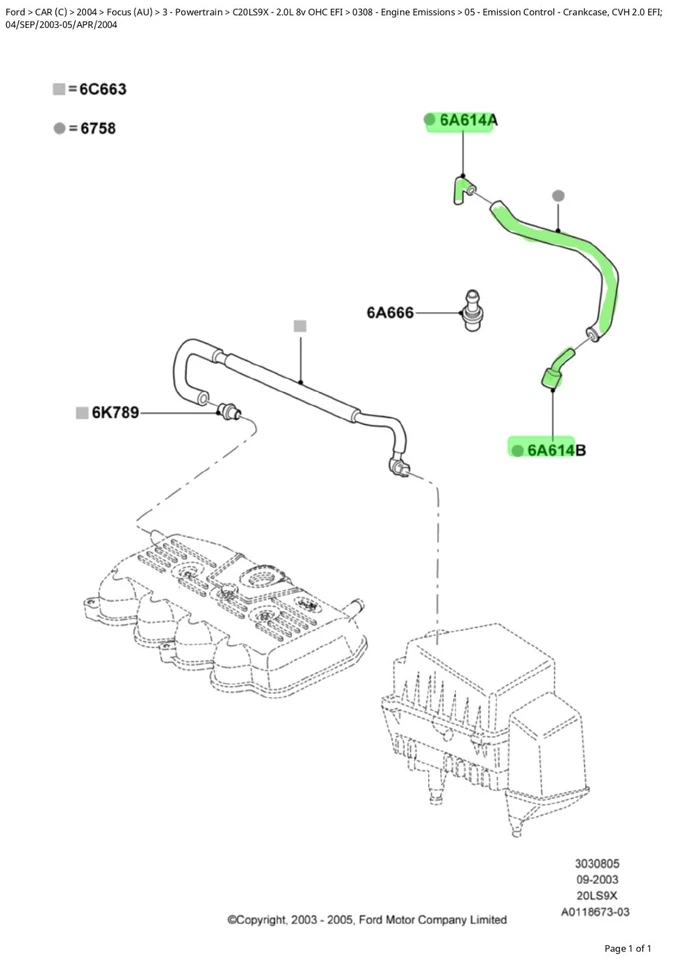Conector de línea de manguera de emisiones Ford Focus 2000-2004 - YS4Z6758A Foto 2 de 2