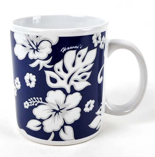 Tazza tazza caffè/tè blu hawaiana floreale 2001 in scatola - Foto 2 di 13