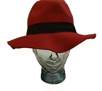Peter Grimm True Character Red Wide Rim 100% Wool Hat B3
