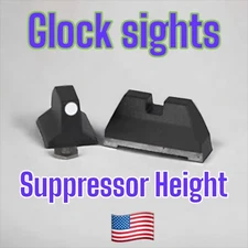 Glock 19, 23, 17  Suppressor Height Sights for Glock Poly White Dot CO-WITNESS