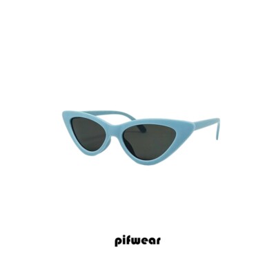 Occhiali da Sole stile gatto Montatura azzurro pastello Lenti nere