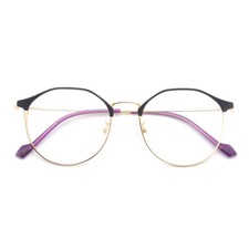 Women Round Eyeglasses Metal Fashion Glasses Frame Men Pink Purple Light Eyewear