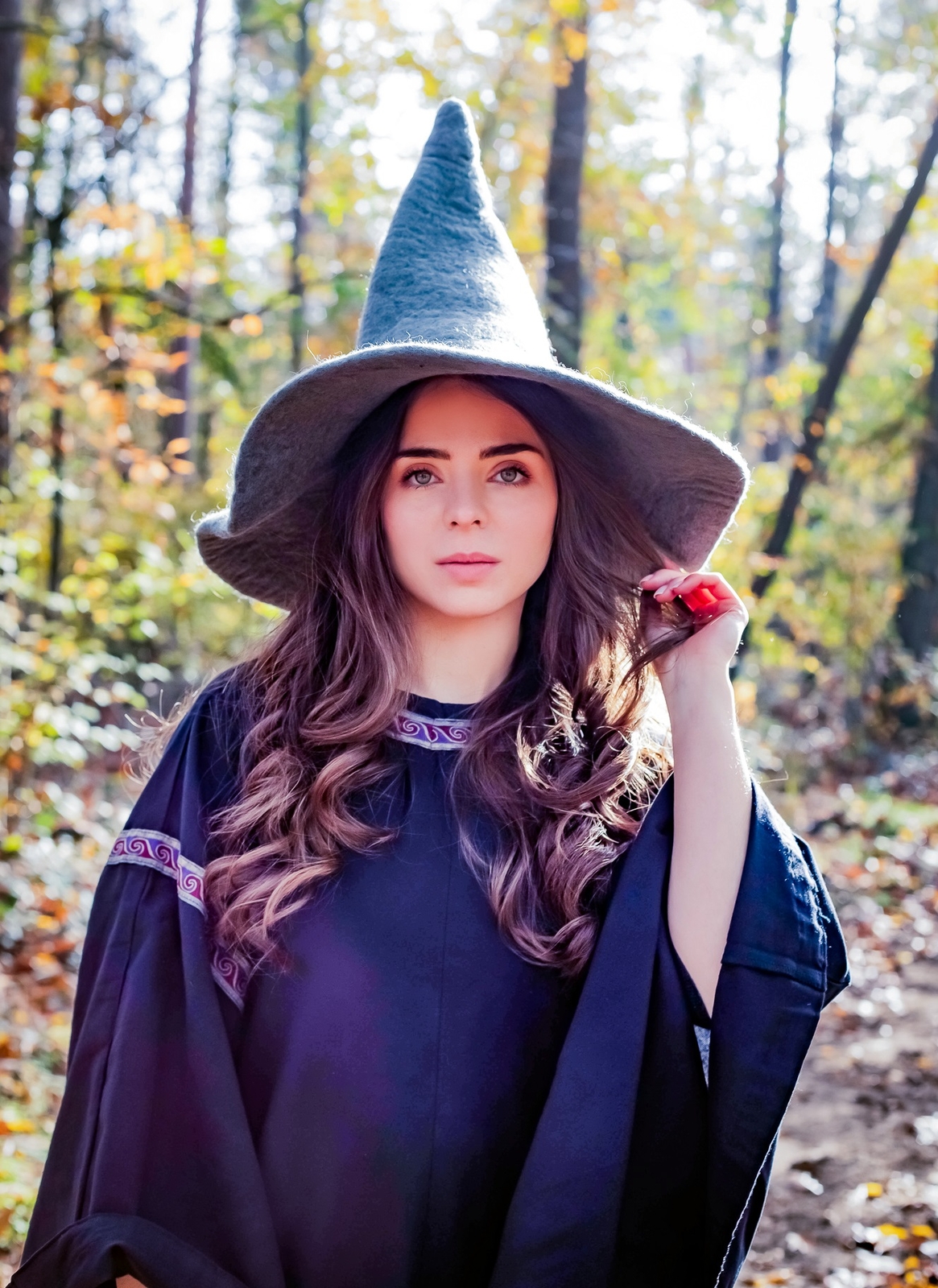 Sombrero de Bruja Gris" Agata "Disfraz Medieval Mágico Accesorio Fiesta Temática