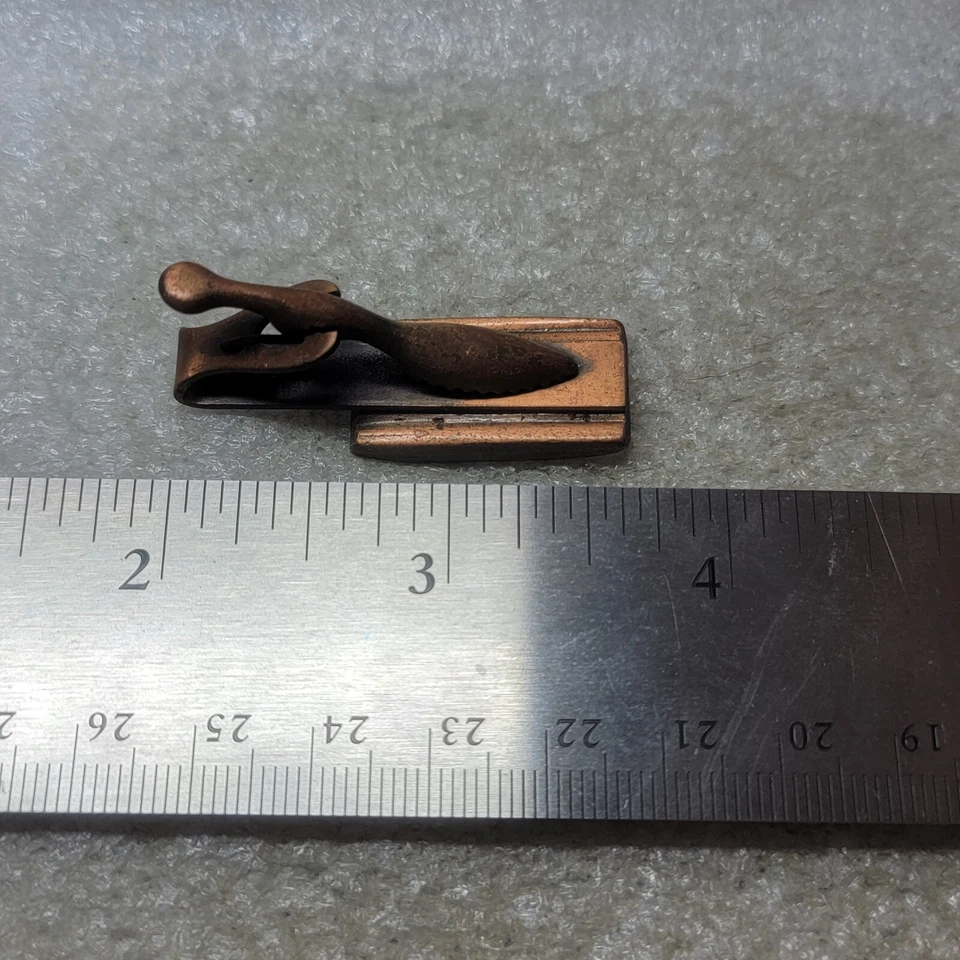 Clip de corbata vintage tono bronce diseño barra símbolo sin marca Foto 4 de 4