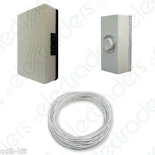 Door Chime with Built in Transformer  + Illuminated Bell Push (White) + Wire Kit