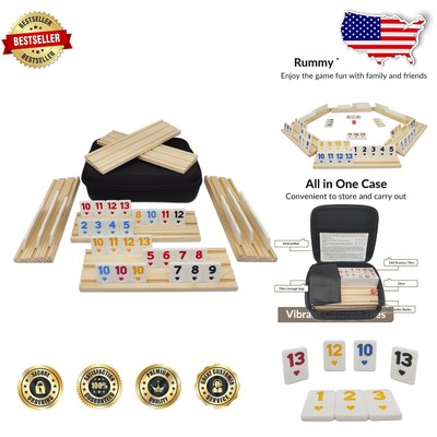 Premium 6 Player Rummy Cube Game Set with Portable Case for Family Enjoyment