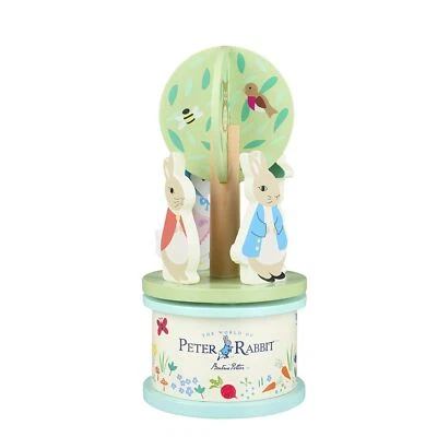 Wooden Music Carousel Orange Tree Toys Peter Rabbit Musical Carousel For Nursery