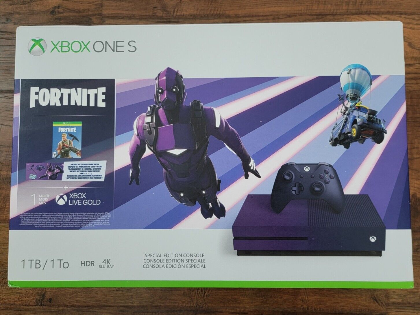 Microsoft Xbox One S 1TB Fortnite Battle Royale Special Edition Bundle -  Gradient Purple for sale online