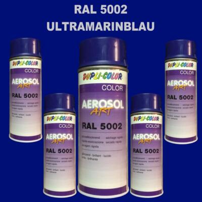 DUPLI-COLOR AEROSOL ART Sprayfarbe RAL 5002 Ultramarinblau Matt – 2x 400 Ml