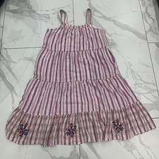 Sundance Women tank Dress Vería PL Boho Pink Stripped Embroidered Pocket Summer