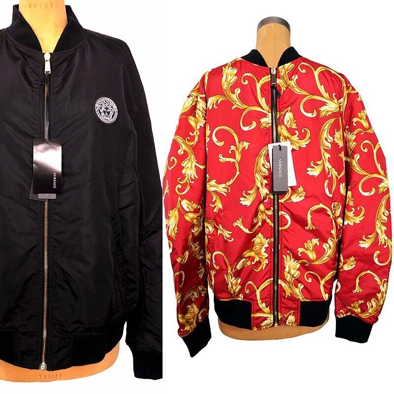 56 3XL NEW $2175 VERSACE Men's Red BAROQUE PRINT Medusa Logo 56 3XL NEW $2175 VERSACE Men's Red BAROQUE PRINT Medusa Logo