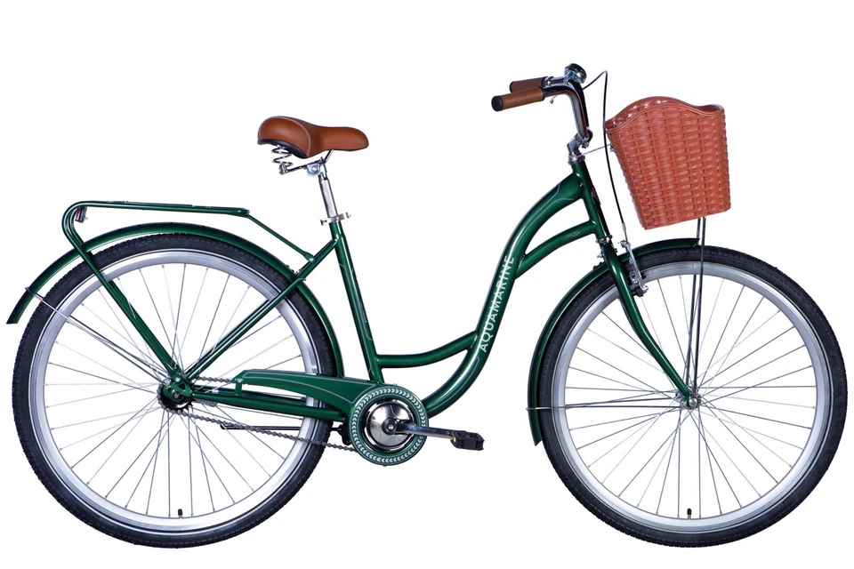 Fahrrad City Damen 28" Korb Stadt Retro Gepäckträger Stahl Grün RH 48cm