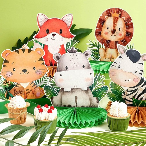 Gueevin 10 Pcs Baby Jungle Animals Honeycomb Center Pieces Birthday Party Decor - Picture 8 of 10