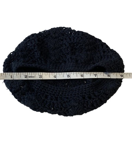 Black Home made Knit Beret Kid Size Head - Picture 2 of 3