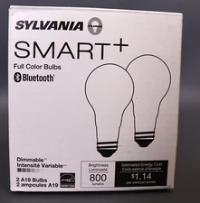 SYLVANIA SMART+ WiFi Full Color Dimmable A19 LEDLight 9.5W 2 Ok Bluet PACK OF 2