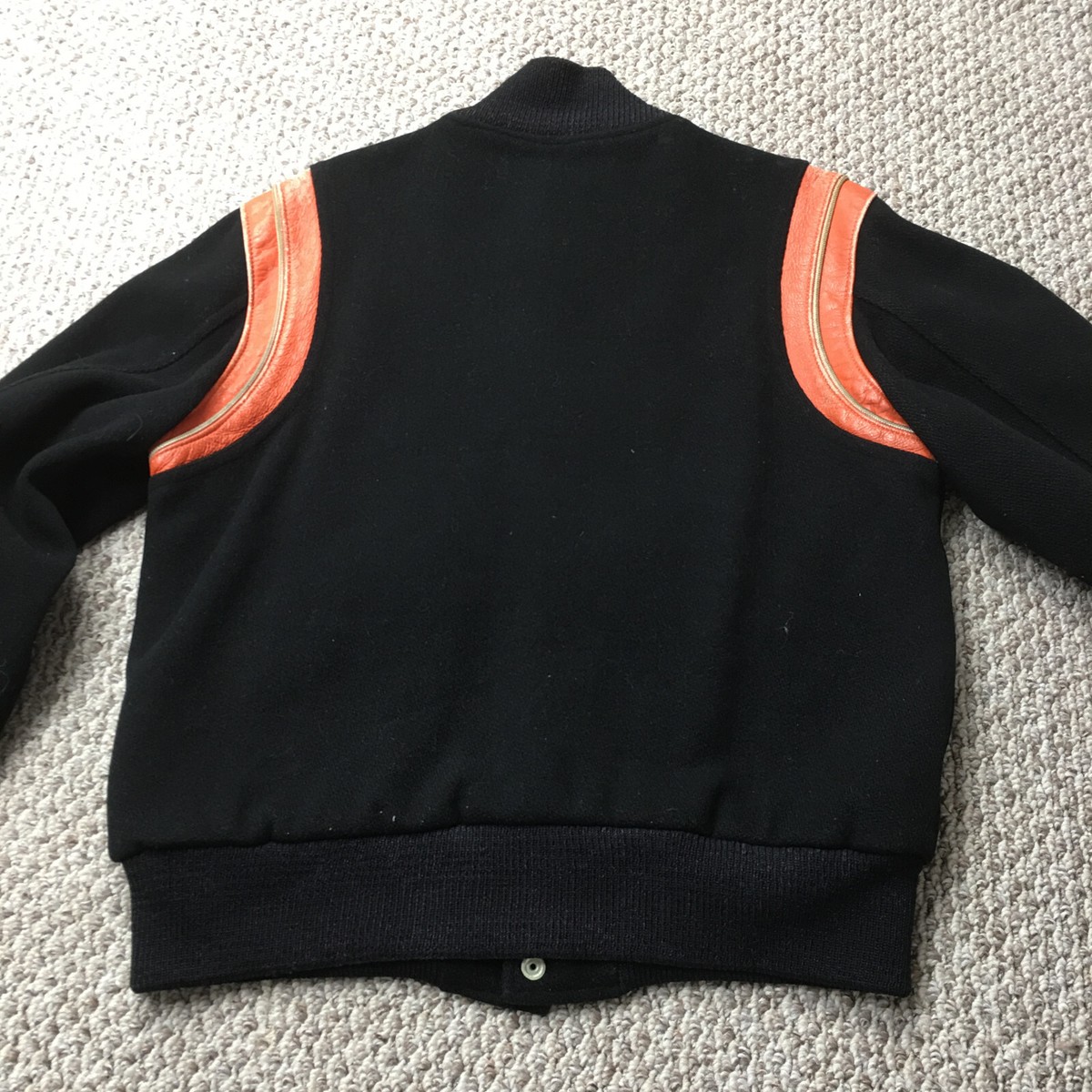 Vintage 40s 50s Bomber Jacket Adult 42 M/L Black Orange