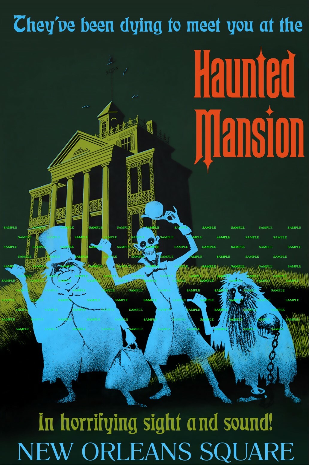 1969 Disney Haunted Mansion 11 X 17 Attraction Poster New Orleans Square