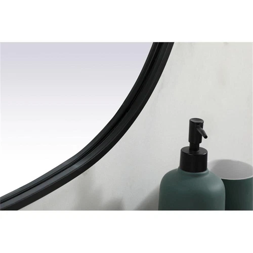 Elegant Decor Brynn 30x40" Oval Modern MDF Wood/Iron Mirror in Black - Picture 7 of 11