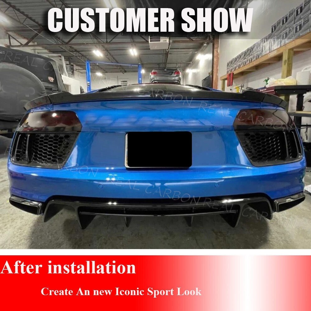 FOR AUDI R8 V10 COUPE GEN 2 16-22 REAR TRUNK SPOILER WING LIP REAL CARBON FIBER